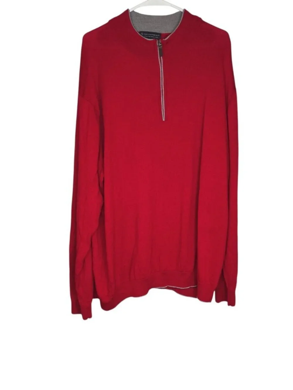 Hart Schaffner Marx Mens Big Red 3XB Quarter Zip Merino Wool Sweater